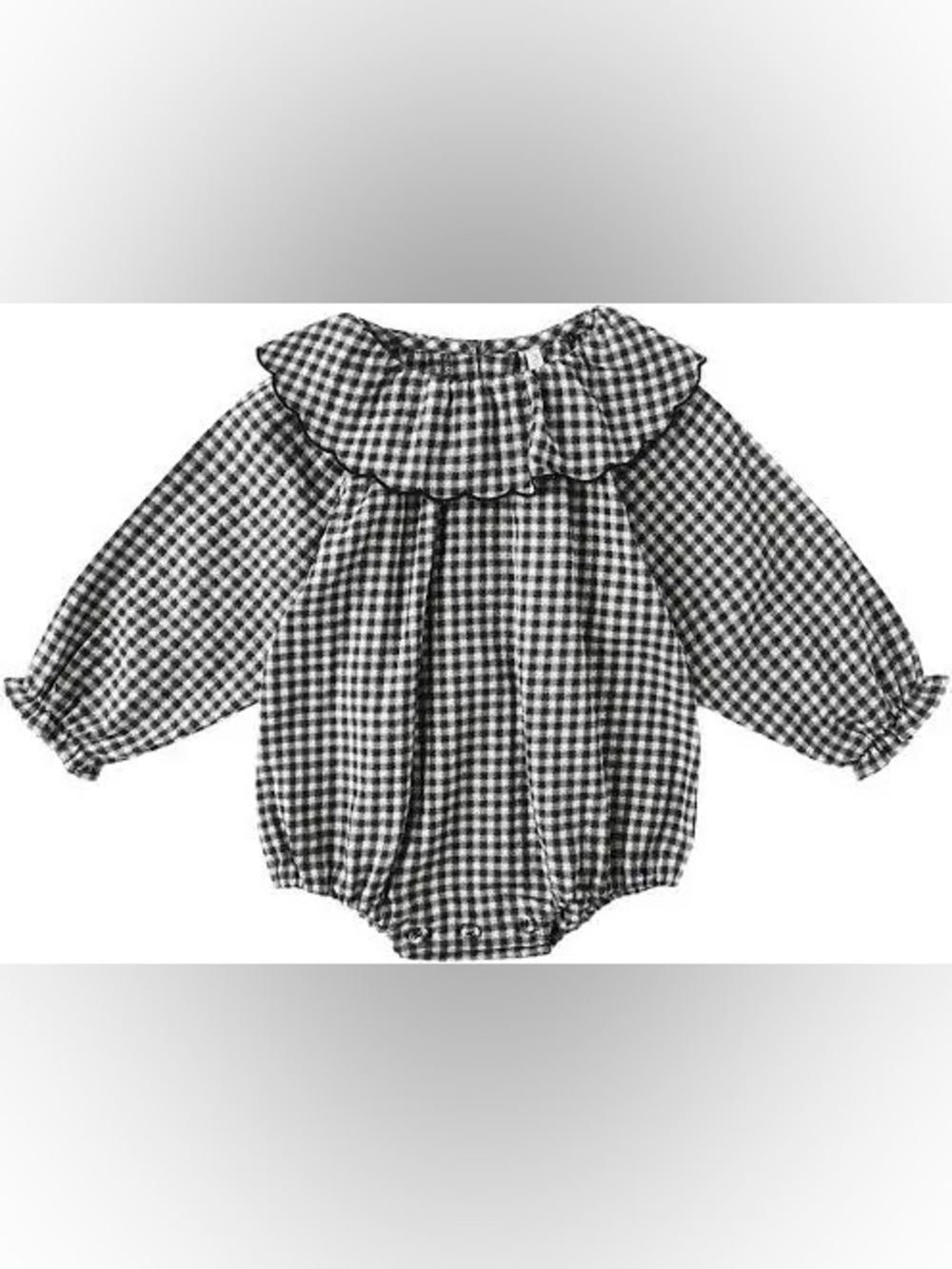 Rylee + Cru Black & White Gingham Ruffle Collar Romper